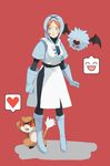  angie_(pokemon) blue_eyes highres hood nintendo orange_hair patrat pokemon pokemon_(anime) pokemon_(game) team_plasma team_plasma_grunt woobat 