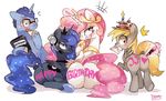  blonde_hair blue_hair blush body_writing butt cake candle cherry derpy_hooves_(mlp) equine eyewear female feral food friendship_is_magic glasses group hair headset horn horse john_joseco letter lipstick male mammal marker multi-colored_hair my_little_pony pegasus pink_hair ponification pony princess princess_celestia_(mlp) princess_luna_(mlp) royalty suggestive suikuzu unicorn winged_unicorn wings writing yellow_eyes 