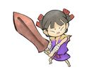  artist_request bandages barefoot black_hair capcom child japanese_clothes kuninushi official_art onimusha_soul ookami_(game) ookamiden solo sword weapon wooden_sword 