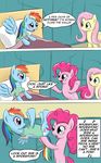  bed blue_eyes clothing comic cutie_mark english_text equine fajeh female feral fluttershy_(mlp) friendship_is_magic fur hair horse mammal multi-colored_hair my_little_pony parody pegasus pink_fur pink_hair pinkie_pie_(mlp) pony purple_eyes rainbow_dash_(mlp) rainbow_hair text the_simpsons wings 