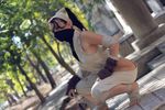  1girl black_hair capcom cosplay earrings feet ibuki ibuki_(street_fighter) jewelry mask ninja photo ponytail solo street_fighter toes 