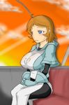  angie_(pokemon) blue_eyes breasts large_breasts orange_hair pokemon pokemon_(anime) pokemon_(game) team_plasma team_plasma_grunt 