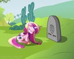  conscious_donkey crying cutie_mark equine female feral friendship_is_magic grave hair horn mammal multi-colored_hair my_little_pony princess_cadance_(mlp) sad solo tombstone winged_unicorn wings 