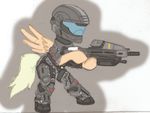  armor assault_rifle blonde_hair crossover equine friendship_is_magic fur gun hair halo_(series) helmet horse mammal my_little_pony odst pegasus pony ranged_weapon solo tan_fur video_games weapon wings 