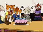  birthday birthday_party brother cake candle candles canine clothed clothing cub feline female flat_chested food fox lynx male mammal pants red_panda samkin sandra shirt sibling sister skirt tom twins young 