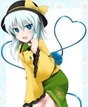  blue_eyes gisyo green_hair hat komeiji_koishi solo third_eye touhou wide_sleeves 