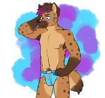  black_nose fur genchi hyena jarlarild kelkko male mammal nipples solo spotted_hyena topless underwear 