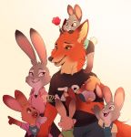  canine cub disney female food fox group judy_hopps lagomorph male mammal nick_wilde on_shoulders pawpsicle popsicle princessharumi rabbit sibling young zootopia 