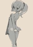  absurdres ass covering covering_ass highres izuru_(timbermetal) monochrome nude original sketch solo towel twintails 