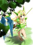  armor blonde_hair blue_eyes blush boots breasts grass hair_ribbon helmet long_hair looking_at_viewer polearm ribbon riesz sasayuki seiken_densetsu seiken_densetsu_3 shadow small_breasts smile solo trident weapon 