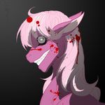  black_background blood cheerilee_(mlp) equine female friendship_is_magic horse my_little_pony nightmare_fuel plain_background pony purple_fur smile solo 