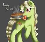  equine female feral food friendship_is_magic granny_smith_(mlp) grey_hair hair horse mammal my_little_pony orange_eyes pie pony rubi-one-chan solo young 