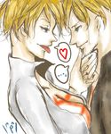  blonde_hair dual_persona genderswap marco multiple_persona one_piece open_clothes open_shirt selfcest shirt tattoo 