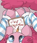  blue_eyes english_text equine female feral friendship_is_magic fur hair horse mammal my_little_pony panties pink_fur pink_hair pinkie_pie_(mlp) pony socks solo sultry_pose text underwear upside-down upside_down 