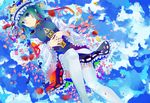  blue_eyes flower frills green_hair lying rff_(3_percent) rod_of_remorse shiki_eiki skirt solo thighhighs touhou white_legwear 