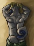  amwulf blue_fur butt canine fur lying male mammal muscles nude on_front solo topless towel wolf 