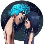  1boy 1girl black_hair blue_hair child crying duo eye_contact franky looking_at_another lowres nico_robin one_piece young younger 