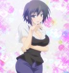  baka_to_test_to_shoukanjuu black_hair breasts cleavage highres huge_breasts smile stitched yoshii_akira 