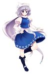  blush boots breasts hadurin_(zdmzy) hat highres lavender_hair letty_whiterock long_sleeves medium_breasts purple_eyes scarf short_hair skirt smile solo touhou vest white_scarf 