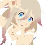  3aya_n :o blue_eyes braid character_name finger_frame gradient_hair grey_hair heart ia_(vocaloid) k-on! long_hair lowres multicolored_hair simple_background solo twin_braids vocaloid white_background 