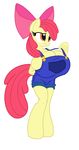 anthrofied apple_bloom_(mlp) badgerben big_breasts breasts cub equine female friendship_is_magic fur hair horse huge_breasts jumpsuit mammal my_little_pony pony red_hair ribbons yellow_fur young 