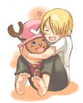  2boys benoyama blonde_hair child duo male male_focus multiple_boys one_piece sanji tony_tony_chopper young younger 