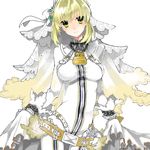  ahoge blonde_hair bodysuit drawr fate/extra fate/extra_ccc fate_(series) green_eyes lock nero_claudius_(bride)_(fate) nero_claudius_(fate)_(all) official_style padlock rouringo solo veil 
