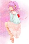  barefoot hairband heart komeiji_satori looking_back ma_nyan_(nyao_mao_nyao) pink_eyes pink_hair short_hair sitting skirt solo third_eye touhou 