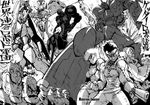  6+boys angry bald bb-5 bob_hosner bodysuit crazy_eyes daido_gai epic eyebrows facial_hair getter_go getter_robo getter_robo_go greyscale grin gun gustaf_h-24 handgun heim_shatner highres ichimonji_go imaishi_hiroyuki linda_tiramisu looking_at_viewer m1911 manly mecha monochrome multiple_boys multiple_girls muscle mustache robo_sun_t-520 sam_hosner scar schwartz_koff science_fiction siblings smile smirk stilva tachibana_shou twins weapon 