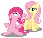 absurd_res alpha_channel austiniousi blue_eyes cutie_mark duo equine female feral fluttershy_(mlp) friendship_is_magic fur hair hi_res horse mammal my_little_pony open_mouth pegasus pink_fur pink_hair pinkie_pie_(mlp) plain_background pony sitting transparent_background wings yellow_fur 