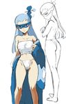  1girl blue_hair breasts fundoshi genderswap gym_leader hachiku_(pokemon) nintendo pokemon pokemon_(game) pokemon_bw 