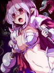  armor bikini_armor fingerless_gloves gauntlets gloves lavender_hair long_hair miuku_(marine_sapphire) original pointy_ears red_eyes sword tentacles weapon 