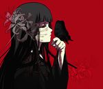  bad_id bad_pixiv_id bangs black_hair blunt_bangs bug butterfly enma_ai flower hime_cut insect japanese_clothes jigoku_shoujo kimono long_hair red_eyes solo spider_lily wai 