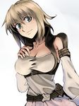  breasts cleavage copyright_request cosaten dress green_eyes large_breasts solo 