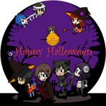  6+boys allelujah_haptism bad_haro bandages bat broom broom_riding brother_and_sister brothers brown_hair english eyepatch full_body gundam gundam_00 halloween halloween_costume happy_halloween haro hat johann_trinity lockon_stratos long_hair lyle_dylandy michael_trinity multiple_boys nena_trinity red_eyes setsuna_f_seiei siblings smiley_face tieria_erde witch_hat yamiya 