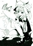  1girl green hitodama monochrome petals rod_of_remorse shiki_eiki solo squatting touhou yukari_(konekonekozou) 