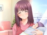  ^_^ baby blush brown_hair closed_eyes couch glass holding indoors mother_and_child natsumi_rikako nekonyan parfait_chocolat_second_brew plant potted_plant short_hair smile upper_body window 