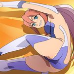  armpits ass birdy_cephon_altirra blue_leotard haruyama_kazunori leotard long_hair lowres solo tetsuwan_birdy_decode thighhighs 