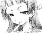  1girl blunt_bangs commentary_request gofu greyscale hair_tubes kannagi monochrome nagi_(kannagi) sketch solo traditional_media 
