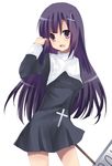  amanekuro bad_id bad_pixiv_id cross kannagi long_hair purple_hair solo zange 