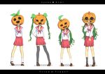  :3 ahoge glasses halloween hiiragi_kagami hiiragi_tsukasa izumi_konata jack-o'-lantern legs letterboxed lucky_star multiple_girls pumpkin pumpkin_hat ryouou_school_uniform school_uniform serafuku takara_miyuki thighhighs trick_or_treat twintails white_background yunsuku zettai_ryouiki 