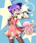  \m/ fang kyouran_kazoku_nikki macross macross_frontier matatabi_(2ccp) midarezaki_gekka midarezaki_kyouka one_eye_closed parody seikan_hikou solo thighhighs 