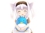  ^_^ animal_ears bird blush closed_eyes fujimiya_rin game_cg hairband holding mutsumi_masato penguin smile yokubari_saboten 