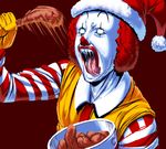  afro ahegao bad_id bad_pixiv_id chicken_(food) food hat kfc male_focus masao mcdonald's open_mouth rolling_eyes ronald_mcdonald solo tongue upper_body what 