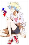  androgynous multicolored_hair nia_teppelin reverse_trap shoes short_hair shorts sneakers socks solo tengen_toppa_gurren_lagann tomboy yukimitsuki 