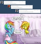  dialog english_text equine female feral friendship_is_magic horse mammal my_little_pony pegasus pluckyninja pony rainbow_dash_(mlp) shower spitfire_(mlp) text timber_(artist) toothbrush wings wonderbolts_(mlp) 