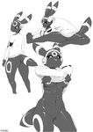  anthrofied breasts eeveelution female headphones monochrome nintendo plain_background pok&#233;mon pok&#233;morph pok&eacute;mon sunibee sweetsing umbreon under_boob video_games 