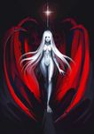  blood bloody_tears breasts claws cross felsus fingernails long_hair medium_breasts monster navel nipples no_pussy nude original red_eyes sharp_fingernails signature skull solo very_long_hair walking white_hair white_skin 