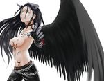  black_hair breasts chains genderswap gloves horns kazama_jin long_hair moku. nipples solo tekken wings yellow_eyes 