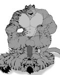  anal anal_penetration biceps black_nose cursedmarked erection feline fur gay humanoid_penis male mammal monochrome muscles nipples nude pecs penetration penis plain_background sex smile striped_fur tiger tongue vein white_background 